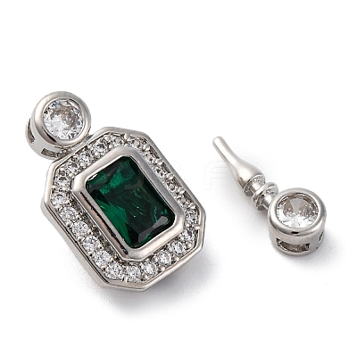 Brass Micro Pave Cubic Zirconia Box Clasps KK-P291-32P-1