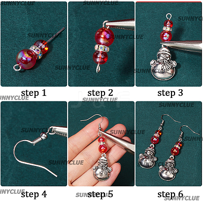 Christmas Theme DIY Alloy & Glass Dangle Earring Making Kits DIY-SC0027-64-1