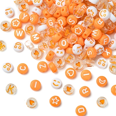 200Pcs Flat Round Acrylic Enamel Beads MACR-FS0001-88-1