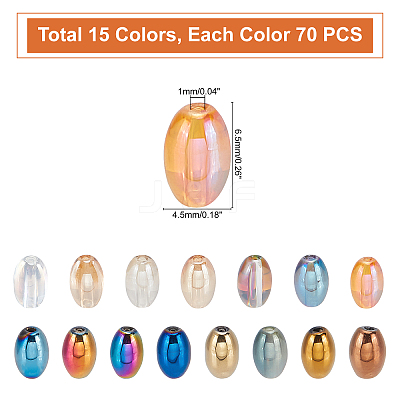 1050Pcs 15 Color Electroplate Glass Beads EGLA-PH0001-26-1