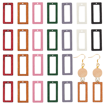 140Pcs 7 Colors Wood Pendants WOOD-NB0002-29-1