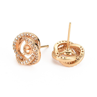 Brass Micro Pave Clear Cubic Zirconia Stud Earring Findings KK-S360-091-NF-1