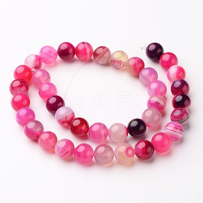 Natural Striped Agate/Banded Agate Beads Strands G-D845-01C-6mm-1