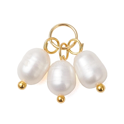 Natural Cultured Freshwater Pearl 3 Rice Charms PALLOY-JF05056-01-1
