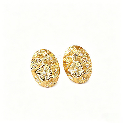 Brass Micro Pave Cubic Zirconia Stud Earrings WG8AE94-01-1