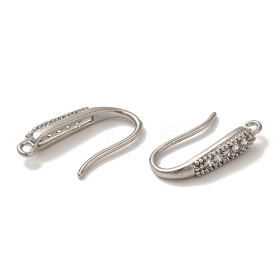 Rack Plating Brass Micro Pave Clear Cubic Zirconia Earring Hooks KK-A231-11P-1