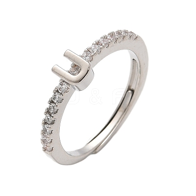 S925 Sterling Silver Adjustable Letter Rings for Women RJEW-M068-01P-U-1