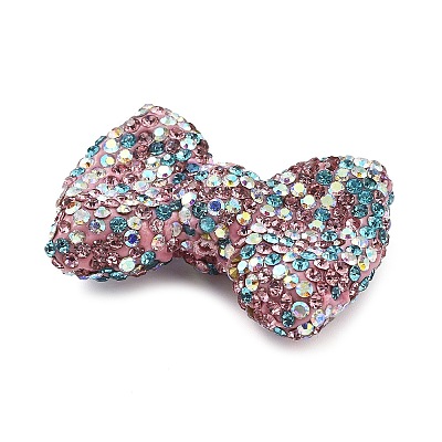 Bowknot Shape Polymer Clay Rhinestone Beads CLAY-NH0001-05E-1