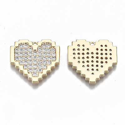 Brass Micro Pave Clear Cubic Zirconia Pendants KK-S356-166G-NF-1