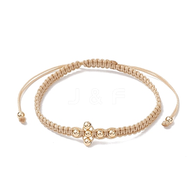 Brass Beaded Braided Bead Bracelets BJEW-JB12817-01-1
