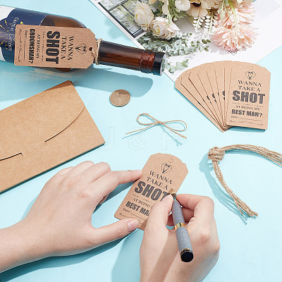 10Pcs Wanna Take A Shot At Being My Groomsmen Proposal Cards Bottle Tags AJEW-NB0006-71-1