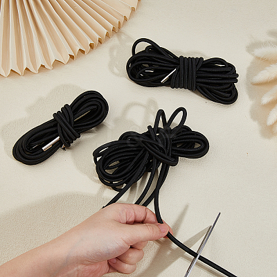 4pcs 2 Sizes Polyester Elastic Cords with Metal Cord End OCOR-WH0063-116-1