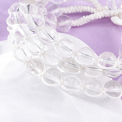 Natural Quartz Crystal Round Beaded Multi-strand Bracelets for Men Women BJEW-G743-02C-1