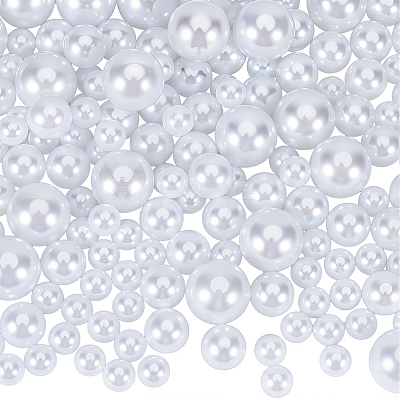 150Pcs 3 Styles ABS Plastic Imitation Pearl Round Beads KY-SP0001-63B-1