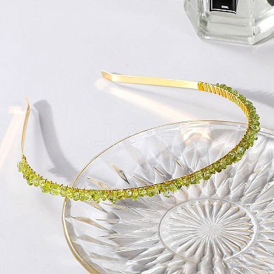 Wire Wrapped Natural Peridot Chip Hair Bands PW-WG27230-16-1