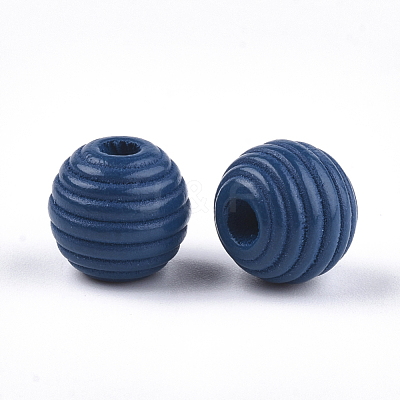 Painted Natural Wood Beehive Beads WOOD-S049-04A-02-1