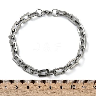 Tarnish Resistant Rectangle 201 Stainless Steel Chain Bracelets X-BJEW-N240-06P-1