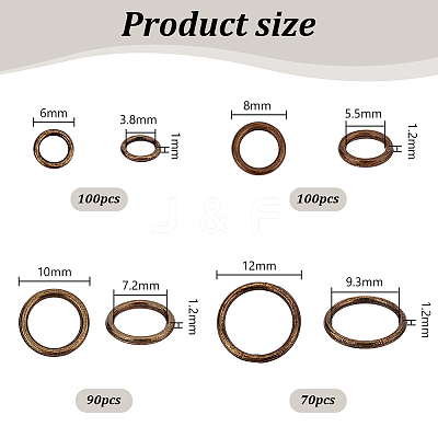 360Pcs 4 Styles Alloy Soldered Closed Jump Rings KK-PH0010-13AB-1