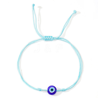 Glass Evil Eye Bead Braided Bracelets SG7290-4-1