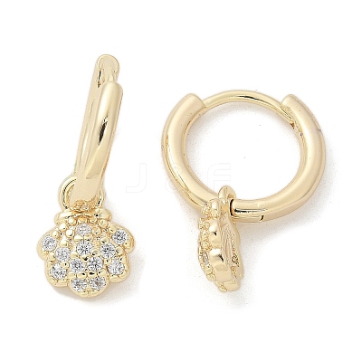 Brass Clear Cubic Zirconia Hoop Earrings EJEW-Q014-06G-1
