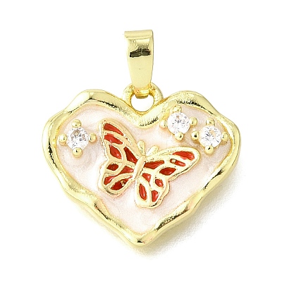 Brass Micro Pave Cubic Zirconia Enamel Pendants KK-V007-41G-02-1