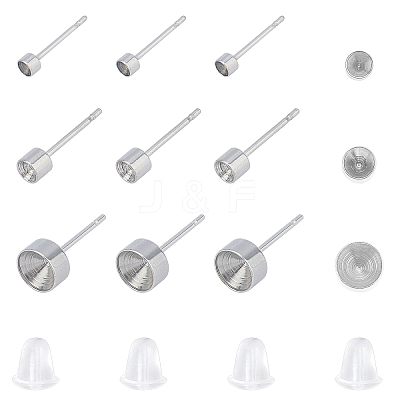 304 Stainless Steel Stud Earring Findings STAS-UN0021-16P-1