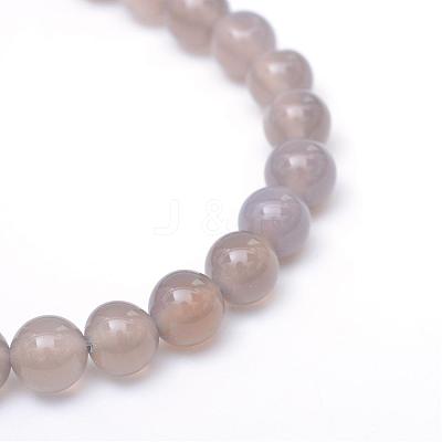 Round Natural Grey Agate Bead Strands G-R345-4mm-07-1