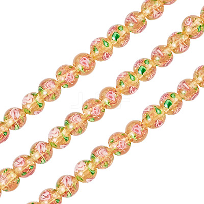 1 Strand Handmade Glod Sand Lampwork Beads Strands LAMP-TA0002-09D-1