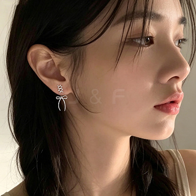 Alloy Bowknot Stud Earrings for Women WG9B155-01-1