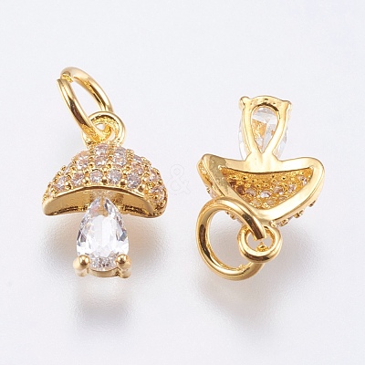 Brass Micro Pave Cubic Zirconia Charms RB-I077-25G-RS-1