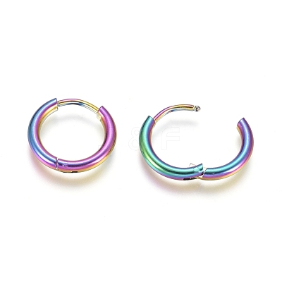 Ion Plating(IP) 304 Stainless Steel Huggie Hoop Earrings EJEW-F111A-14mm-Y-1