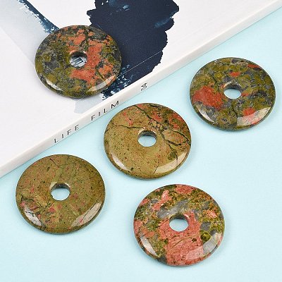 Natural Unakite Pendants G-C220-F01-40mm-1