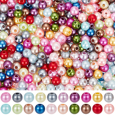 20 Colors Spray Painted ABS Plastic Imitation Pearl Beads OACR-SC0001-43-1