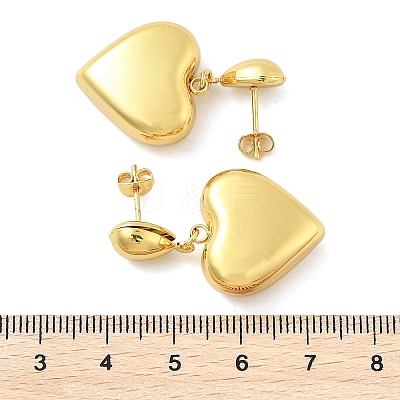 Heart 304 Stainless Steel Dangle Stud Earrings LS-EJEW-A125-56G-1