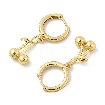 Brass Cherry Hoop Earrings EJEW-M077-19G-03-1