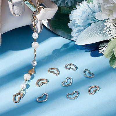 10Pcs 2 Colors Brass Spring Gate Rings KK-BBC0003-88-1