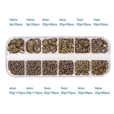 Mixed Sizes Diameter 4-10mm Brass Open Jump Rings KK-PH0008-AB-NF-B-1