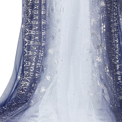Polyester Snowflake Pattern Gauze Stained Silver Fabric AJEW-WH0314-911B-1