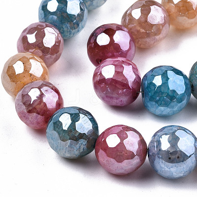 Electroplate Natural Agate Beads Strands G-T131-55-12-1