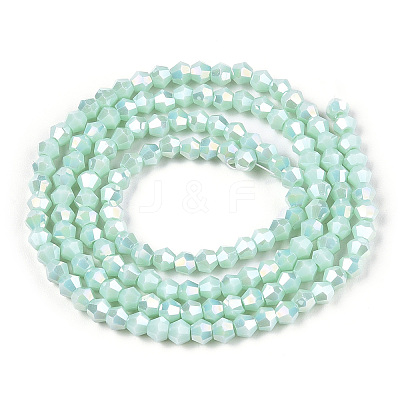 Opaque Solid Color Electroplate Glass Beads Strands EGLA-A039-P2mm-B20-1