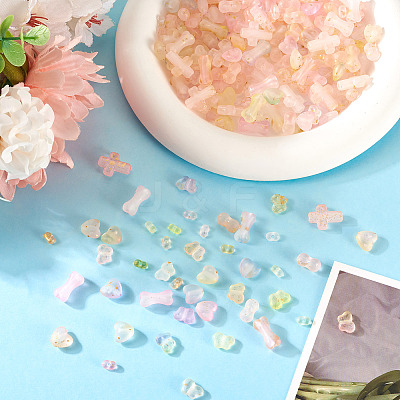 150G 6 Styles Gradient Color Transparent Acrylic Beads OACR-TA0003-58-1