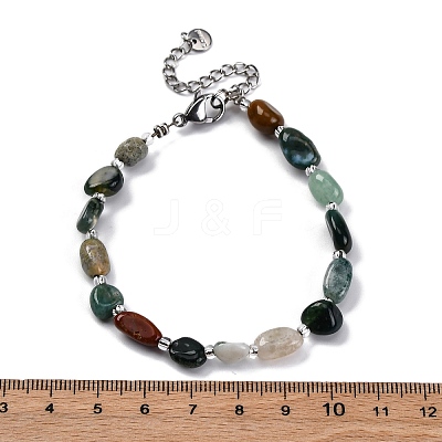Natural Indian Agate Beaded Bracelets for Women G-P563-07P-20-1