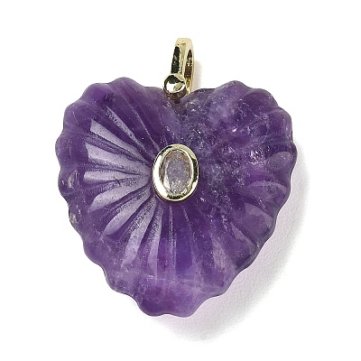 Natural Amethyst Carved Pendants G-C276-01G-13-1