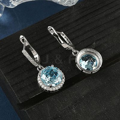 925 Sterling Silver Micro Pave Cubic Zirconia Hoop Earrings EJEW-B147-01A-03-1