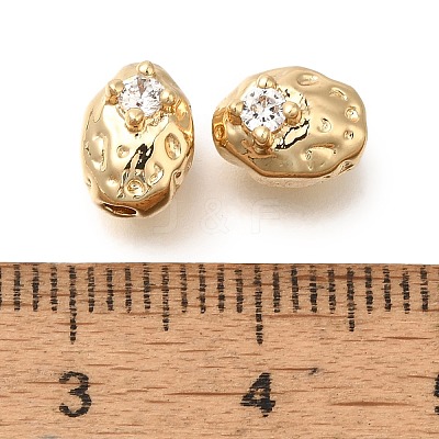 Brass Micro Pave Cubic Zirconia Beads KK-Q001-01G-1