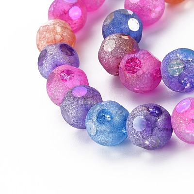 Transparent Electroplate Crackle Glass Beads Strands X-EGLA-T008-13-1