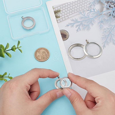 3Pcs 3 Styles Stainless Steel Glass Photo Living Memory Floating Locket Pendants STAS-UN0061-54-1