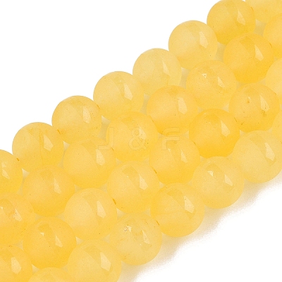 Frosted Natural White Jade Beads Strands G-T138-8mm-209J-1