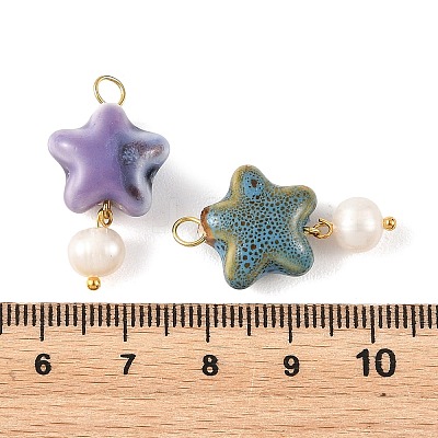Handmade Porcelain & Natural Freshwater Pearl Pendants PALLOY-JF05926-1