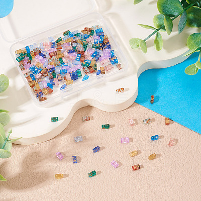 180Pcs 9 Colors 2-Hole Transparent Glass Seed Beads SEED-TA0001-59-1